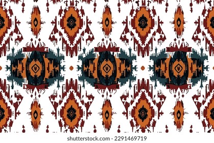 Ethnic abstract ikat pattern. Seamless pattern in tribal, folk embroidery, Mexican style. Aztec geometric art ornament print.Design for carpet, wallpaper, clothing, wrapping, fabric, cover, textile