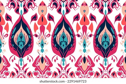 Ethnic abstract ikat pattern. Seamless pattern in tribal, folk embroidery, Mexican style. Aztec geometric art ornament print.Design for carpet, wallpaper, clothing, wrapping, fabric, cover, textile