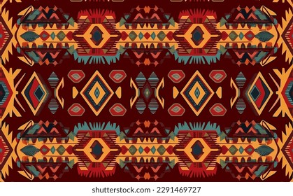 Ethnic abstract ikat pattern. Seamless pattern in tribal, folk embroidery, Mexican style. Aztec geometric art ornament print.Design for carpet, wallpaper, clothing, wrapping, fabric, cover, textile