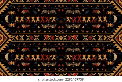 Ethnic abstract ikat pattern. Seamless pattern in tribal, folk embroidery, Mexican style. Aztec geometric art ornament print.Design for carpet, wallpaper, clothing, wrapping, fabric, cover, textile