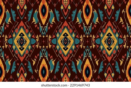 Ethnic abstract ikat pattern. Seamless pattern in tribal, folk embroidery, Mexican style. Aztec geometric art ornament print.Design for carpet, wallpaper, clothing, wrapping, fabric, cover, textile