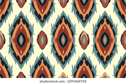 Patrón de ikat abstracto étnico. Patrón sin foco en el estilo tribal, del bordado folclórico, mexicano. Impresión de adorno de arte geométrico azteca.Diseño de alfombras, papel pintado, ropa, envoltura, tela, cubierta, textil