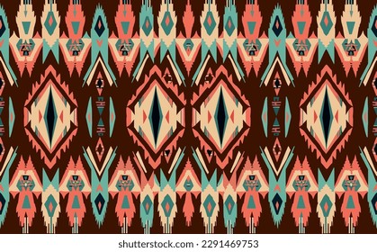 Ethnic abstract ikat pattern. Seamless pattern in tribal, folk embroidery, Mexican style. Aztec geometric art ornament print.Design for carpet, wallpaper, clothing, wrapping, fabric, cover, textile