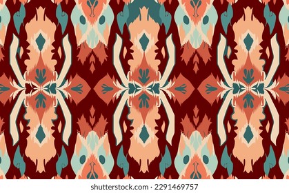 Ethnic abstract ikat pattern. Seamless pattern in tribal, folk embroidery, Mexican style. Aztec geometric art ornament print.Design for carpet, wallpaper, clothing, wrapping, fabric, cover, textile