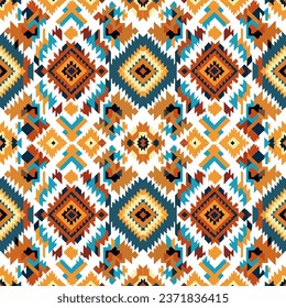 Ethnic abstract ikat pattern. Seamless pattern in tribal, folk embroidery, Mexican style. Aztec geometric art ornament print.Design for carpet, wallpaper, clothing, wrapping, fabric, cover, textile
