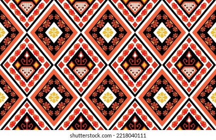 Ethnic abstract ikat seamless pattern illustration vector in tribal, Mexican, African, Indian and other Asian countries style. Design for carpet, wallpaper, clothing, wrapping, fabric, cover, textile.