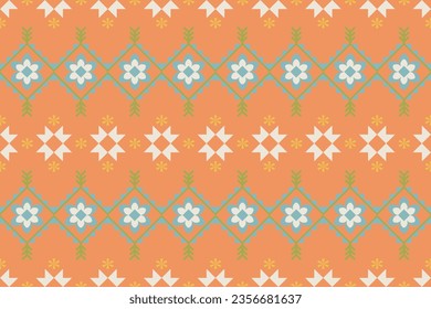 Ethnic abstract ikat.Seamless pattern in tribal.Native aztec boho vector design.colorful asian style floral pattern.Ikat geometric folklore ornament.Tribal ethnic vector texture