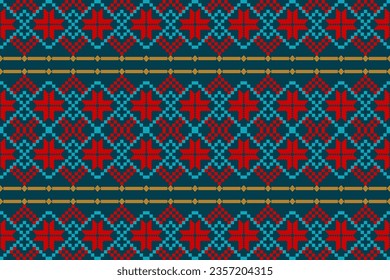 Ethnic abstract ikat.Seamless pattern in tribal.Native aztec boho vector design.colorful asian style floral pattern.Ikat geometric folklore ornament.Tribal ethnic vector texture