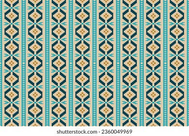 Ethnic abstract ikat.Seamless pattern in tribal.Native aztec boho vector design.Colorful geometric embroidery for Textiles,fabric,clothing,background,batik,knitwear,fashion