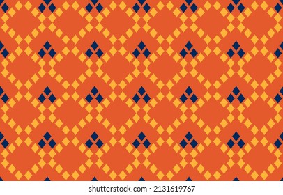 fondo étnico abstracto de naranja. Sin mar en tela tribal, de bordado folclórico, de ikat nativo. Impresión de ornamentos de arte geométrico azteca. Diseño de alfombras, papel pintado, ropa, envoltura, textil, decorativo.