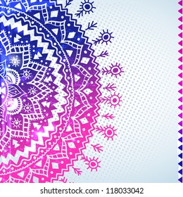 Ethnic Abstract ornament with polka dot background