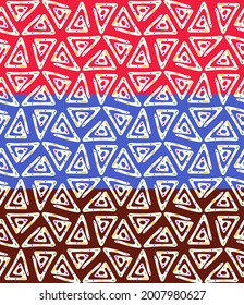 Patrón de ornamento abstracto étnico sin fisuras. Diseño de impresión dibujado a mano en blanco. Los colores del fondo son fáciles de editar. Vector