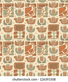 Ethnic abstract pattern. Floral decorative native background. Seamless traditional damask texture for textile, wallpapers, crafts, package papers