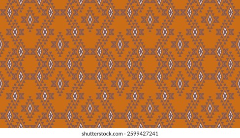Ethnic abstract pattern seamless design orange background for fabric, wallpaper, wrapping paper, textiles , carpet, fashion, scarf, necktie,art and decor.