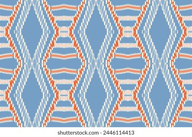 Ethnic abstract Pattern Seamless ikat pattern in tribal, folk embroidery, and Asia style. Aztec geometric art ornament print. Design for carpet, wallpaper, clothing, wrapping, fabric, cover.