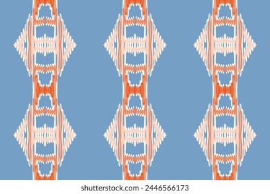 Patrón de ikat sin fisuras en estilo tribal, bordado popular y asiático. Estampado de adorno de arte geométrico azteca. Diseño para alfombra, Fondo de pantalla, ropa, envoltura, tela, cubierta.