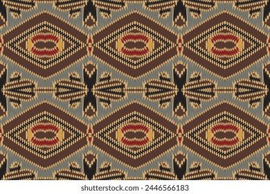 Ethnic abstract Pattern Seamless ikat pattern in tribal, folk embroidery, and Asia style. Aztec geometric art ornament print. Design for carpet, wallpaper, clothing, wrapping, fabric, cover.