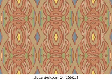 Patrón de ikat sin fisuras en estilo tribal, bordado popular y asiático. Estampado de adorno de arte geométrico azteca. Diseño para alfombra, Fondo de pantalla, ropa, envoltura, tela, cubierta.
