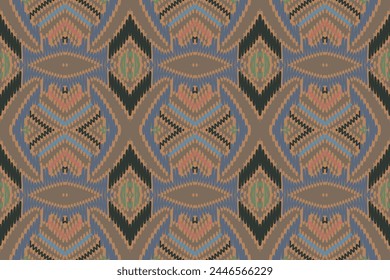 Ethnic abstract Pattern Seamless ikat pattern in tribal, folk embroidery, and Asia style. Aztec geometric art ornament print. Design for carpet, wallpaper, clothing, wrapping, fabric, cover.