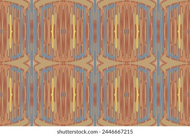 Patrón de ikat sin fisuras en estilo tribal, bordado popular y asiático. Estampado de adorno de arte geométrico azteca. Diseño para alfombra, Fondo de pantalla, ropa, envoltura, tela, cubierta.