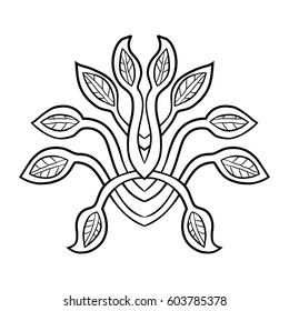 Ethnic abstract pattern. Vector illustration isolated on white background for tattoo designs or wallpapers.