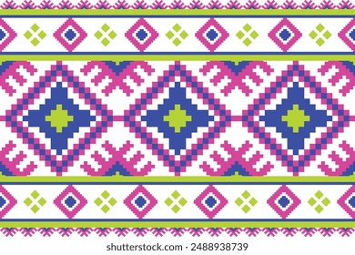 Ethnic abstract pixel art. geometric ethnic pattern color oriental. Colorful pattern. Design for background ,curtain, carpet, wallpaper, clothing, wrapping.