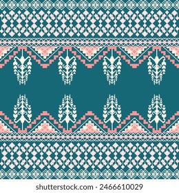 Arte étnico abstracto del pixel, patrón sin costura en tribal, bordado popular, impresión geométrica azteca del ornamento, diseño para la alfombra, Fondo de pantalla, ropa, envoltura, tela, cubierta, textil, fondo, Vector