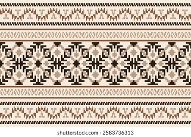 Ethnic abstract pixel art seamless pattern.Geometric ethnic oriental embroidery style.Aztec style.Design for texture,fabric,cloting,carpet,knitewar,curtains,wrapping,batik,scarf,vector,illustration