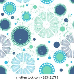 Ethnic abstract  seamless background in blue