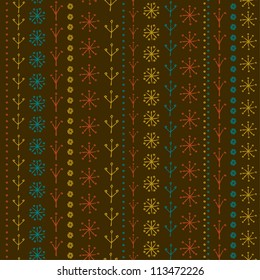 Ethnic abstract seamless pattern with geometric elements. Colorful texture with snowflakes, can be used for wallpaper, pattern fills, web page background, surface textures.