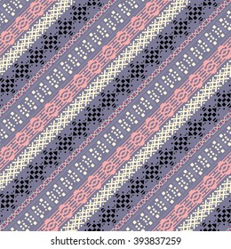 Ethnic abstract seamless pattern. Tribal art boho print, border ornament. Background texture, decoration
