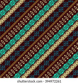 Ethnic abstract seamless pattern. Tribal art boho print, border ornament. Background texture, decoration