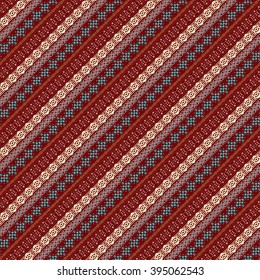 Ethnic abstract seamless pattern. Tribal art boho print, border ornament. Background texture, decoration