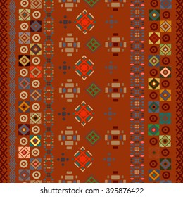 Ethnic abstract seamless pattern. Tribal art boho print, border ornament. Background texture, decoration