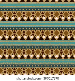 Ethnic abstract seamless pattern. Tribal art boho print, border ornament. Background texture, decoration