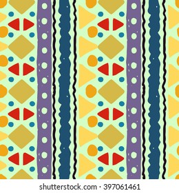 Ethnic abstract seamless pattern. Tribal art boho print, border ornament. Background texture, decoration
