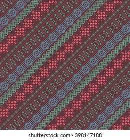 Ethnic abstract seamless pattern. Tribal art boho print, border ornament. Background texture, decoration