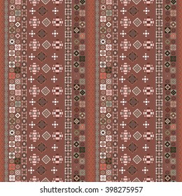 Ethnic abstract seamless pattern. Tribal art boho print, border ornament. Background texture, decoration