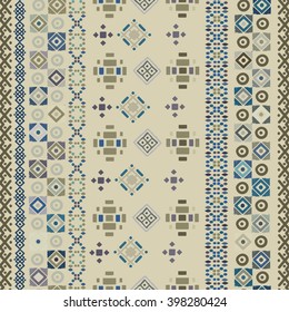 Ethnic abstract seamless pattern. Tribal art boho print, border ornament. Background texture, decoration