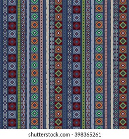 Ethnic abstract seamless pattern. Tribal art boho print, border ornament. Background texture, decoration