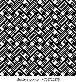 Ethnic abstract. Slanted rectangle slabs and figures. Herringbone pattern. Seamless surface design with tilted blocks. Repeated tiles ornament background. Mosaic motif. Grid wallpaper. Digital paper.