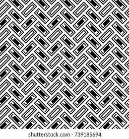 Ethnic abstract. Slanted rectangle slabs and figures. Herringbone pattern. Seamless surface design with tilted blocks. Repeated tiles ornament background. Mosaic motif. Grid wallpaper. Digital paper.