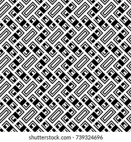 Ethnic abstract. Slanted rectangle slabs and figures. Herringbone pattern. Seamless surface design with tilted blocks. Repeated tiles ornament background. Mosaic motif. Grid wallpaper. Digital paper.