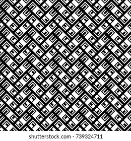 Ethnic abstract. Slanted rectangle slabs and figures. Herringbone pattern. Seamless surface design with tilted blocks. Repeated tiles ornament background. Mosaic motif. Grid wallpaper. Digital paper.