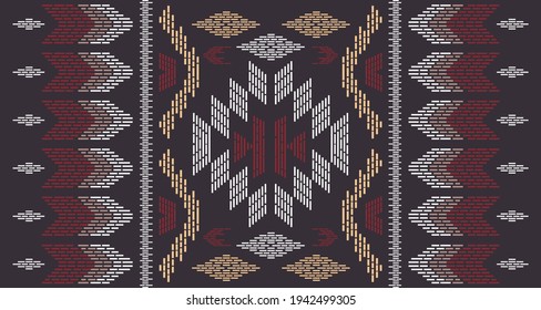 Ethnic abstract square pattern art. Seamless pattern in tribal, folk embroidery, Tribal cloth style. Aztec geometric art ornament print.Design for carpet,  clothing, wrapping, fabric, cover, textile