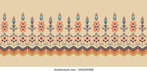 Ethnic abstract square pattern art. Seamless pattern in tribal, folk embroidery, Tribal cloth style. Aztec geometric art ornament print.Design for carpet,  clothing, wrapping, fabric, cover, textile