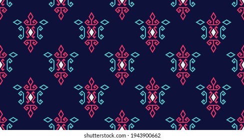 Ethnic abstract square pattern art. Seamless pattern in tribal, folk embroidery, and Mexican style. Aztec geometric art ornament print.Design for carpet,  clothing, wrapping, fabric, cover, textile