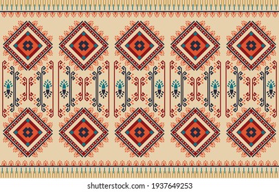 Ethnic abstract triangle pattern art. Seamless pattern in tribal, folk embroidery, and Mexican style. Aztec geometric art ornament print.Design for carpet,  clothing, wrapping, fabric, cover, textile