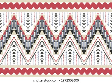 Ethnic abstract triangle pattern art. Tribal art pattern. Seamless pattern. vector.