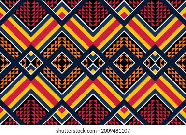 Ethnic abstract triangle pattern art. Seamless pattern in tribal, folk embroidery, and Mexican style. Aztec geometric art ornament print.Design for carpet, clothing, wrapping, fabric, cover, textile